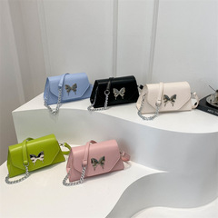 蝴蝶結時尚2024春夏新款純色單肩包簡約斜挎包洋氣小眾溫柔小方包