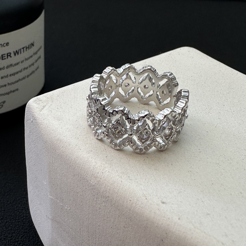Anello in argento sterling S925 con design di nicchia, gioielli di lusso, stile italiano, stile semplice, con zirconi brillanti._voghion.com