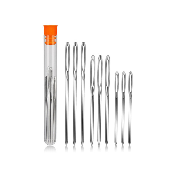 투명 바늘 병에 담긴 큰 눈의 둔한 손바늘 세트 튜브에 담긴 자수 스웨터 바늘 양털 바늘 T7/0 6/0
