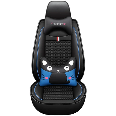 Four Seasons Pad Universal Car Seat Cushion - black-and-blue-cartoon-version-single-seat-general