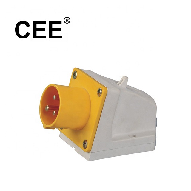 CEE-513-4/523-4工业插座墙壁式16A32A110-130VIP44黄防溅防水