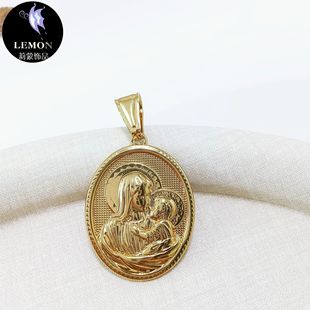Cross-mirror foreign trade in stock wholesale e-commerce supply retro European and American characters head stainless steel pendant necklace jewelry