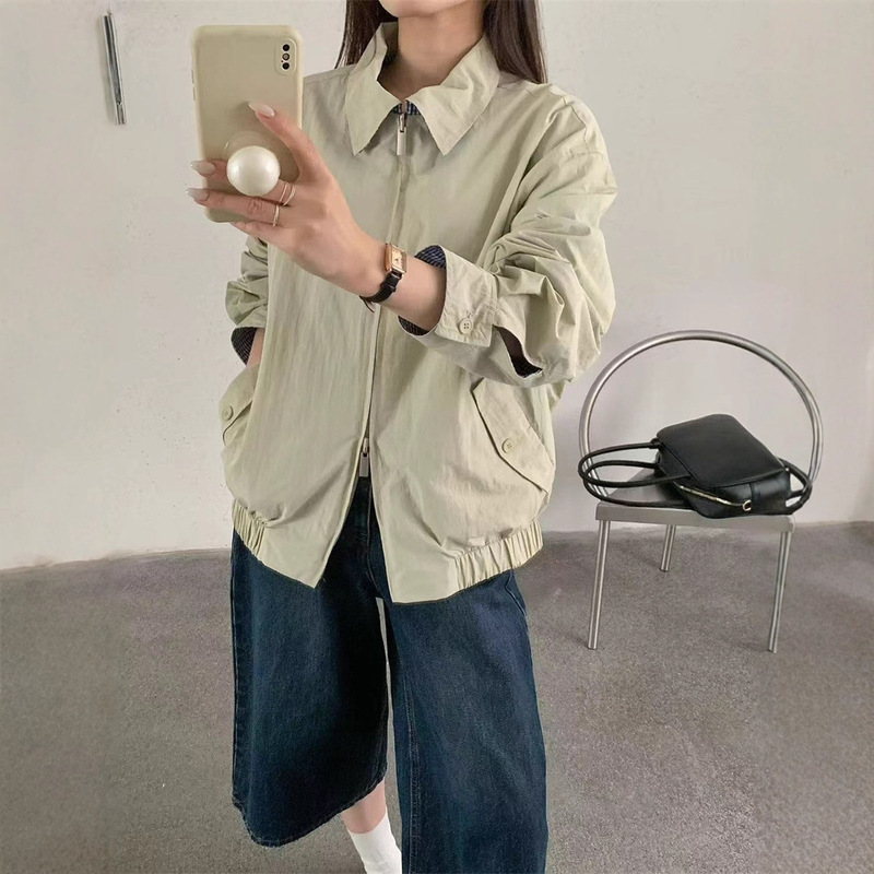 双面穿宽松格子翻领夹克外套男士美式高街设计感休闲飞行工装两穿|undefined