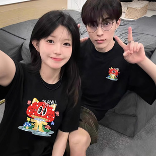 Couple's Pure Cotton T-Shirt Summer New Loose Slimming Niche Design Unisex Short-Sleeve Top Trendy Brand Uniform