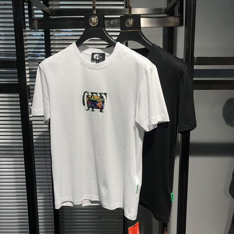 T-Shirt mit Eisseiden-Aufdruck 2021 Neue kurzärmelige Sommermodemarke für Herren Hübsche Instagram-Kleidung in Slim Fit für Männer_voghion.com