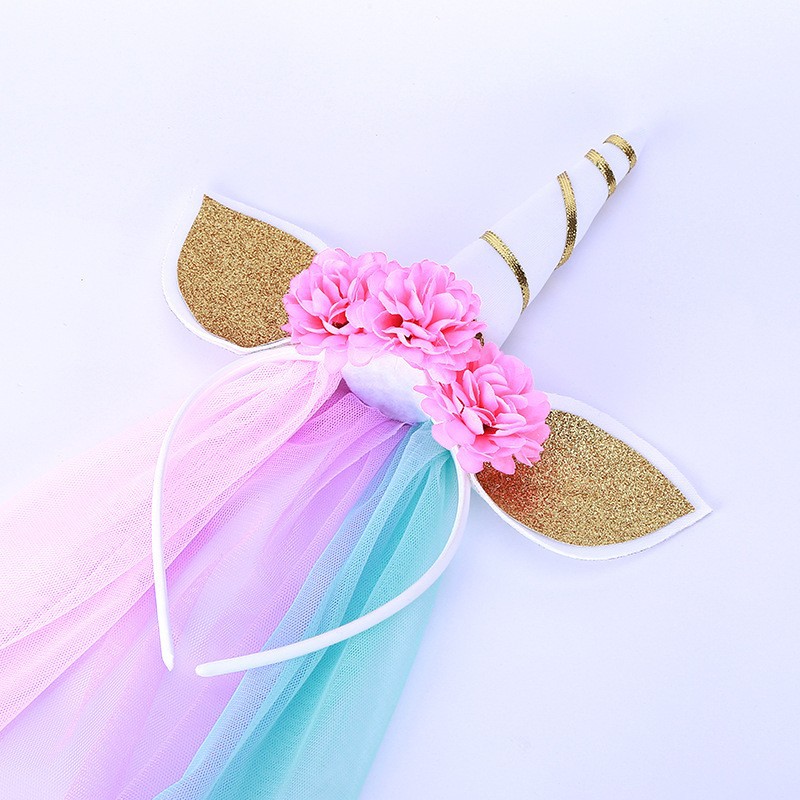 Moda creativa pony diadema unicornio partido princesa Halloween carnaval niña tocado al por mayor
