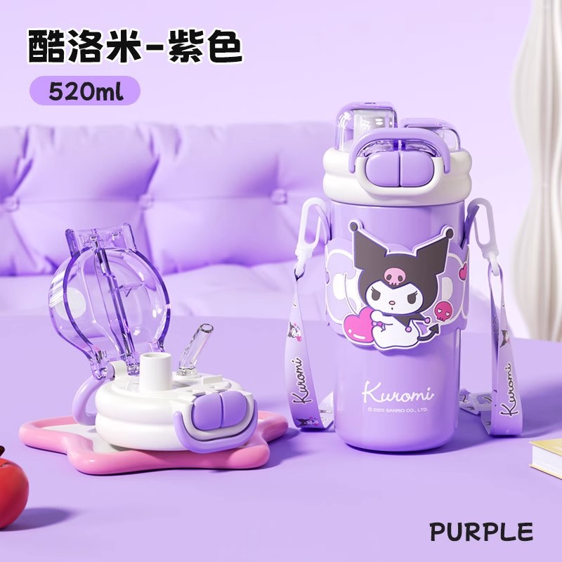 Taza termo de gran capacidad Sanrio para niñas de alto valor 2025 nuevos estudiantes para ir a la escuela taza de agua para niños de doble bebida
