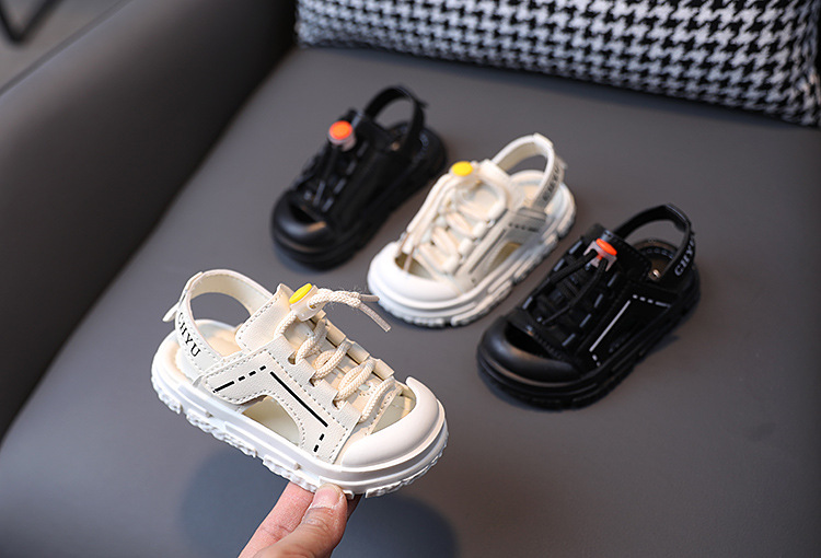 Children's Baotou Sandals 2023 Summer Boys Baby Soft Sole Velcro Beach Girls Korean Edition Sports Shoes_voghion.com