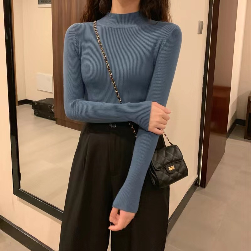 半高领内搭毛衣女打底衫秋冬2022新款百搭洋气修身贴身长袖针织衫 pic 14