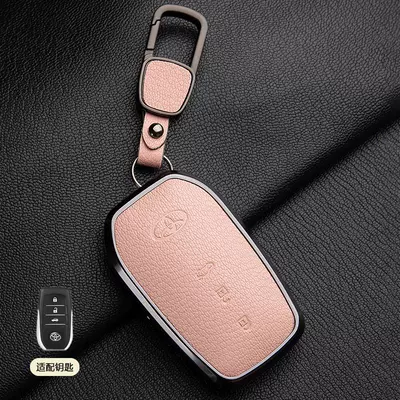 Car Shell Buckles — Car key bag - 1-sakura-pink-asian-dragon-a-style-3-button-square-buckle-french-goat-leather