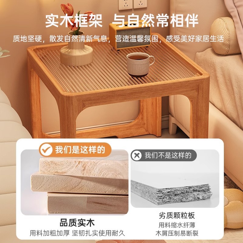 Mesa de cabecera de madera sólida pequeña habitación doméstica simple gabinete de almacenamiento de cabecera de cama moderna simple y creativa estante de cabecera de cama