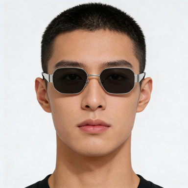 港风复古高级感金属方形窄框墨镜男潮个性凹造型蹦迪街拍太阳眼镜