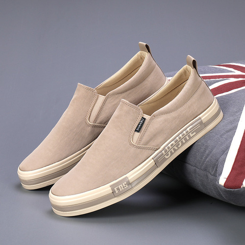 2024 Spring Casual Men's Shoes Men's Canvas Slip-On Shoes Korean Style Trendy Slip-on Shoes Versatile Casual Flat Shoes