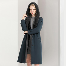 新款水貂内胆可拆卸派克服女款连帽长款尼克服皮草大衣皮毛一体