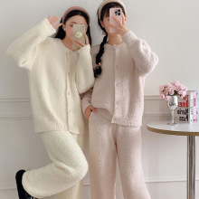 秋冬加厚可爱温柔纯色女士软绵绵睡衣女生女神宿舍家居服套装代发