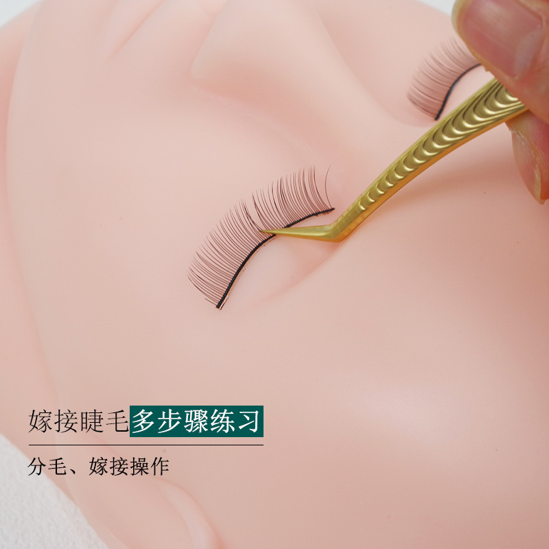 ネイルアート接ぎ木まつげヘッドモデル美容用具ダミーヘッド種まつげ練習モデル目を閉じた初心者ツール|undefined