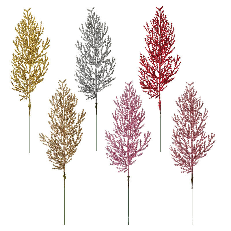 Cross-border artificial plant simulation Christmas gold powder pine needles leaves Christmas tree decoration DIY accessories bouquet wreath Cross-border artificial plant simulation Christmas gold powder pine needles leaves Christmas tree decoration DIY accessories bouquet wreath