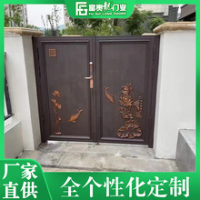 铝艺大门小门进户门双开 自动大门电动乡村折叠中式别墅庭院门