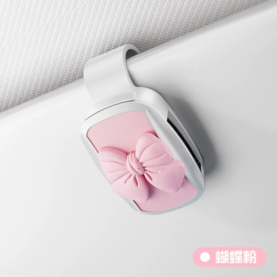 Special Women's High-End New Storage – Car Glasses Clip/Bill Clip - bow-tie-pink-y002-oval-glasses-clip