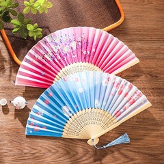 夏の扇風機中国風漢服チャイナドレス女性式子供ダンス古風扇子携帯折りたたみ竹扇