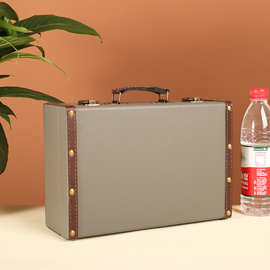 北欧复古皮箱手提箱桌面杂物证书收纳盒首饰藏宝箱木箱摄影装饰箱