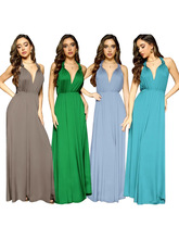 法式欧美.级感小众多穿法绑带大摆连衣裙露背性感伴娘长裙女