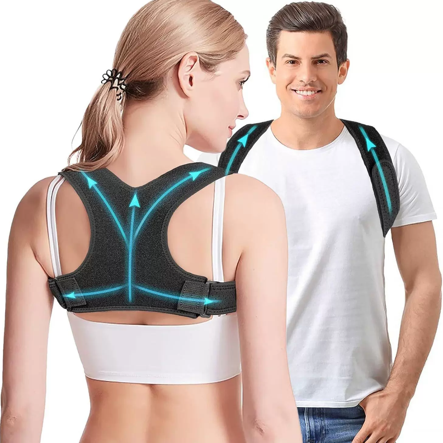 跨境热销姿势矫正带透气可调节背部姿势矫正器防驼背开肩姿势矫正