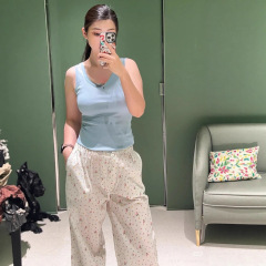 2025夏季新款南油pra韩系简约时尚设计感修身百搭宽松直筒长裤女