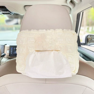 Car tissue box/set Box, Plush Hanging Type, Universal - puff-grid-tissue-box-light-board-thickened-puff-style-new-process-improved-version-thickened-design
