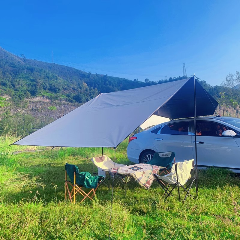 Outdoor exposure full shading black glue car edge canopy side car tail canopy tent self-driving travel car awning windproof