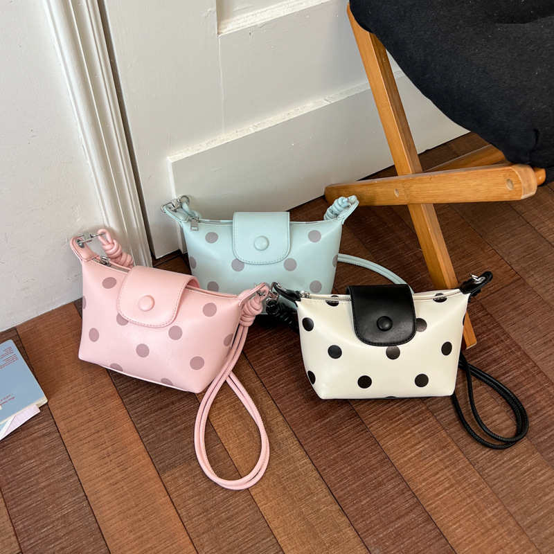 Polka Dot Fashion Women's Bag Summer New Handbag Niche Simple Commuter Korean Style Dumpling Bag Children's Crossbody Bag Trendy