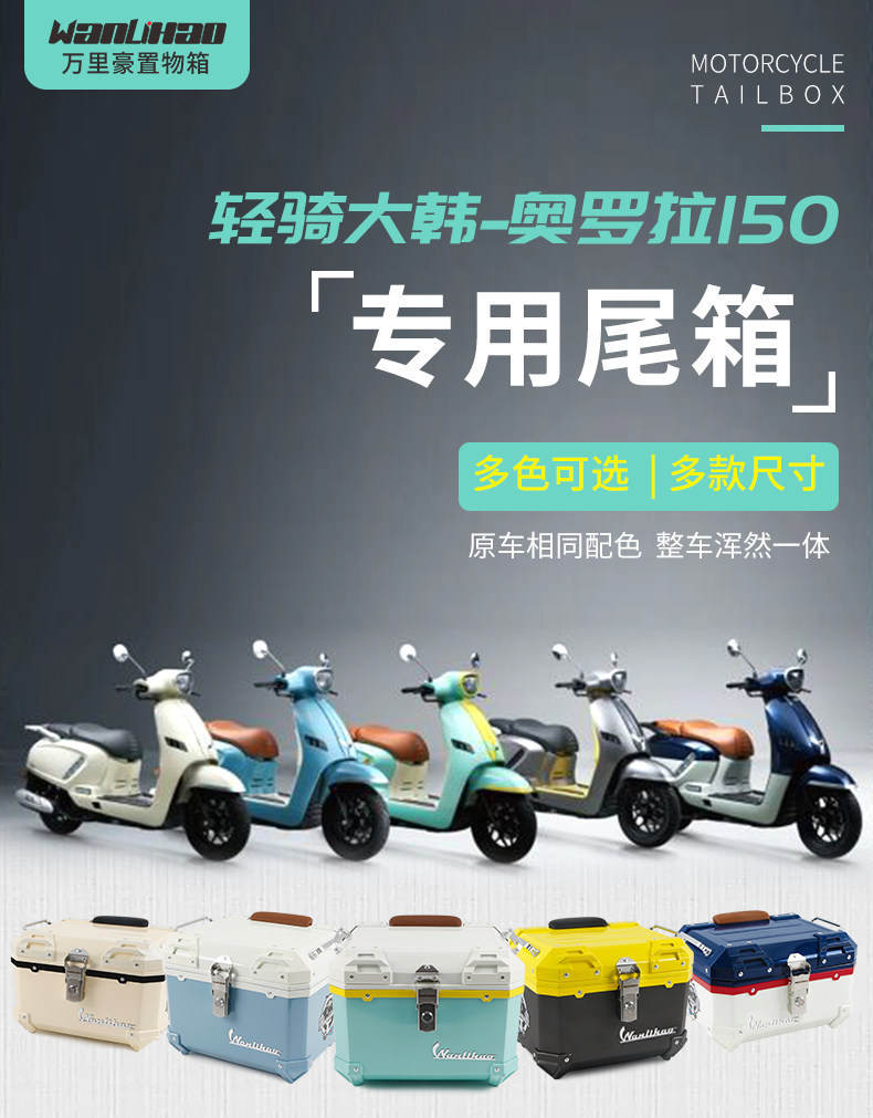 Wanlihao Qingqi Aurora 150 motorcycle tail box, electric vehicle trunk, universal retro non-aluminum alloy tail box