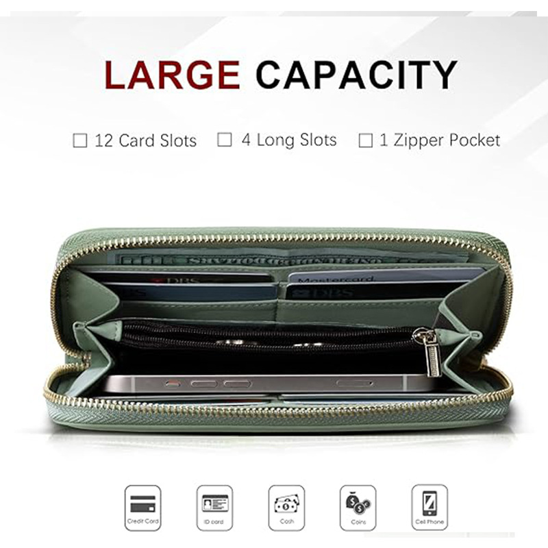 Suphiar personalizado Amazon Hot Lady Wallet bolso de mano doble plegable de color sólido pulsera larga billetera de viaje