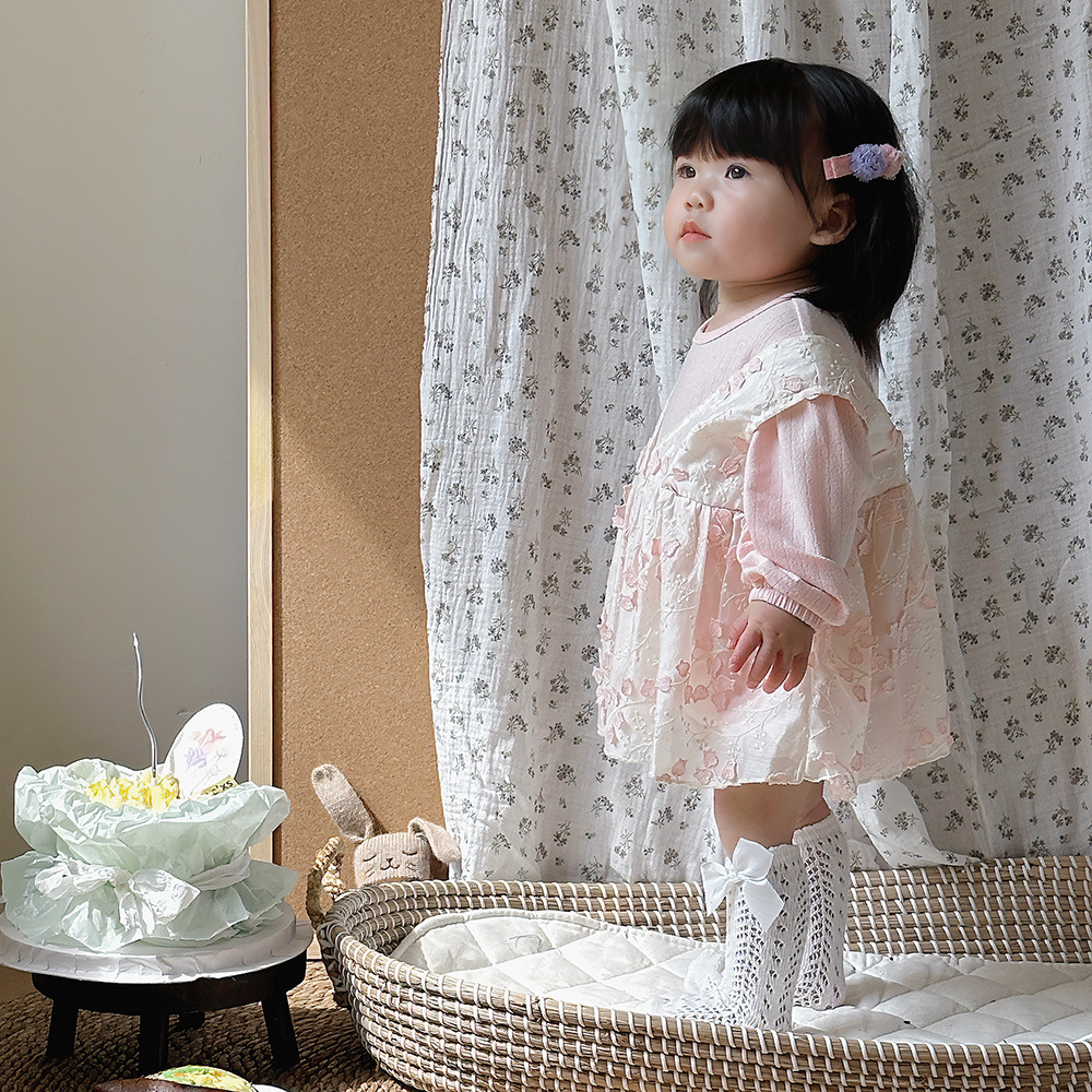 Ropa de bebé, vestido de primavera y otoño de bebé, vestido de cien días, banquete de cien días, princesa de un año, vestido falso de dos piezas, vestido
