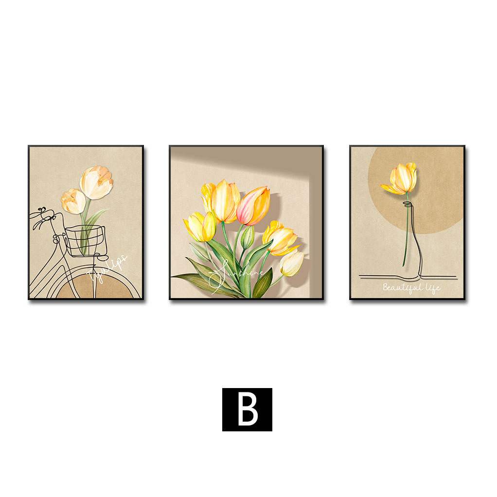 Sala de estar pintura decorativa sofá pared fondo pintura colgante cuero estrella diamante tríptico pintura de estilo crema fresca pequeña