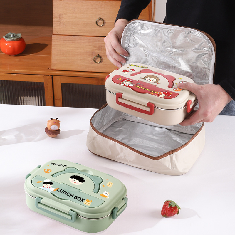 Fiambrera de acero inoxidable 304 de grado alimenticio Fiambrera para trabajadores de oficina, niños y estudiantes Fiambrera para platos divididos, caja bento para cantina