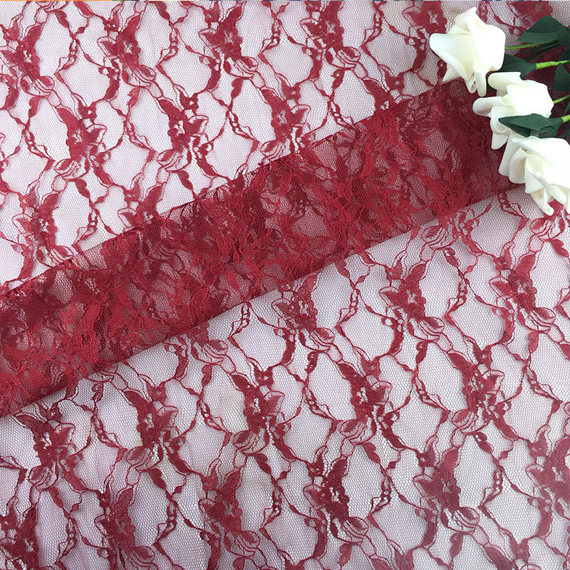 Todo poliéster no elástico hueco Jacquard tela de encaje malla tela de cortina de ropa tela de encaje