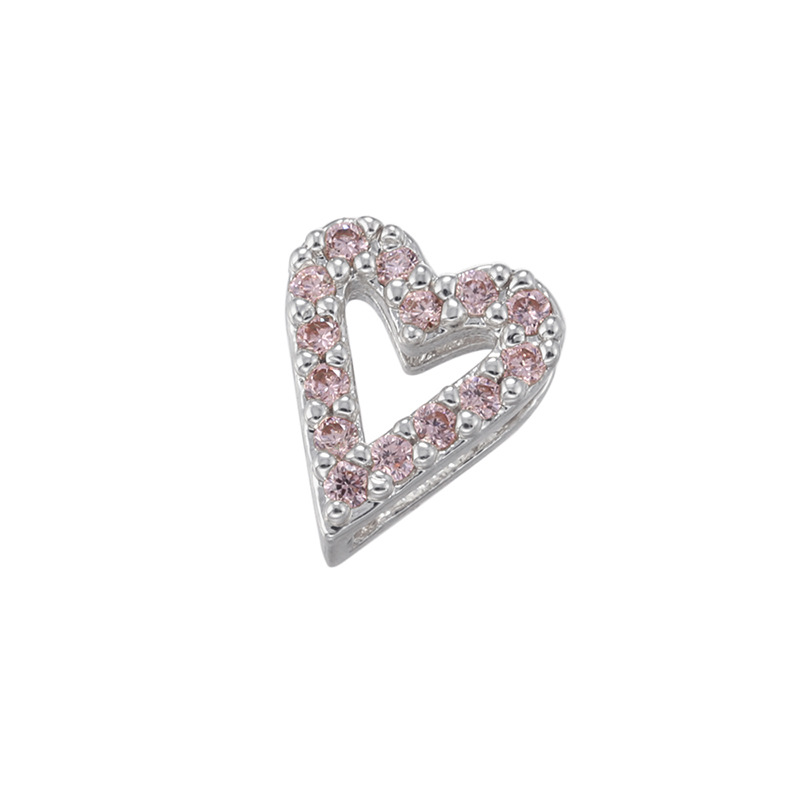 1 Piece Quantity Copper Material 1 Piece Copper Zircon Cross Peach Heart Shape DIY Jewelry Accessories Bracelets