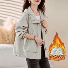 2025春季加棉加厚冲锋衣外套女二棉内胆韩版宽松网红棉服风衣