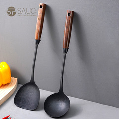 Sp sauce鋳鉄鍋シャベル家庭用木柄鉄シャベルは鍋専用調理器具スプーン炒め物窒化鍋シャベルにくっつかない