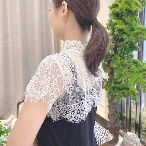 Korean style lace fake collar women's lace bottoming shirt versatile decorative collar high collar spring and autumn fake clothes spring and autumn new inner wear
