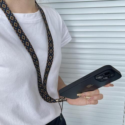 Advanced mobile phone lanyard cross-body carryable women's mobile phone chain strap fixed piece anti-fall extended diagonal halter neck rope wide