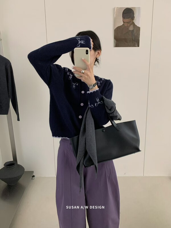苏珊 2025年韩系圆领毛针织衫秋冬新款外搭宽松毛衣上衣女26779|undefined