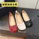 688-2 wide fat feet plus size women's shoes bow flat heel shallow mouth widened plus size single-layer shoes women's retro British style