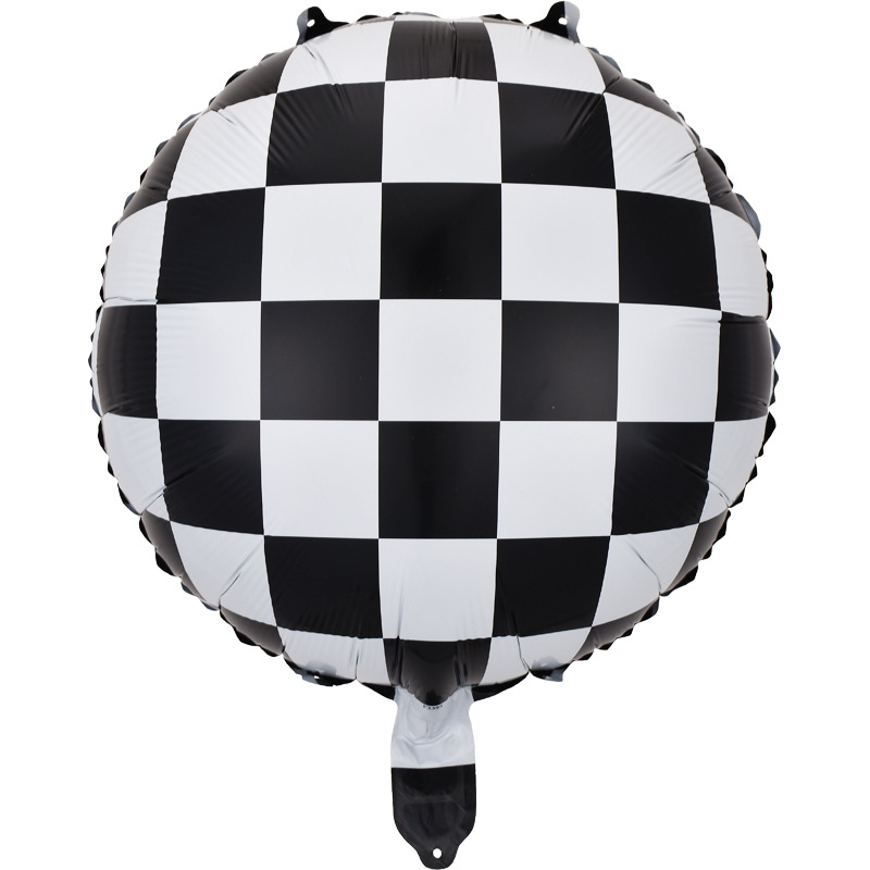 Nuevo 18 pulgadas negro y blanco a cuadros de fútbol a rayas globo de aluminio decoración de la fiesta de cumpleaños de los niños accesorios de globo