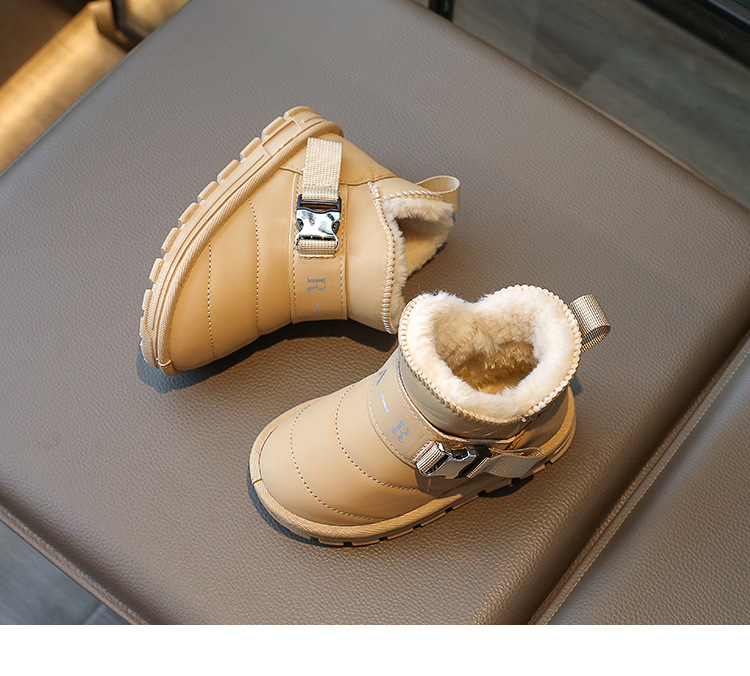 New winter cotton shoes with wool thickening boys fur one children's cotton boots waterproof_voghion.com