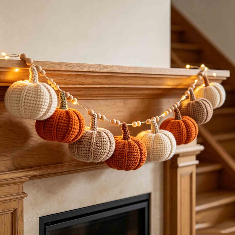 Autumn Creative Knitted Pumpkin String Lights Decorative Garland Home Holiday Decoration Christmas Halloween Ornaments
