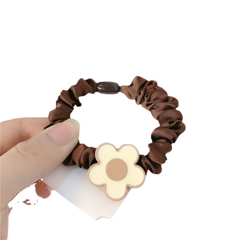 Temperamento simple flor pequeña cuerda de cabello cuerda de cabeza de cabello de la chica de cabello cola de caballo intestino delgado anillo de cabello japonés no estrangulación adornamiento para el cabello