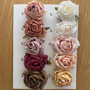 Simulation flower baked pearl rose flower material rose head fake flowers cross -border rose silk hair jewelry head