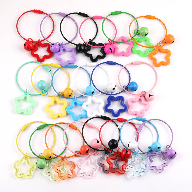 Colorful Wire Ring Five-Pointed Star Keychain DIY Handmade Beaded Earphone Case Pendant Jewelry Materials Accessories